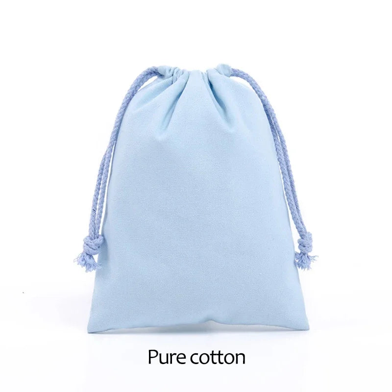 Cotton Cloth Gift Packaging Bag Drawstring Storage Bags White Canvas Bags for Candy Reusable Pouch Home Sundries Organize Sacks