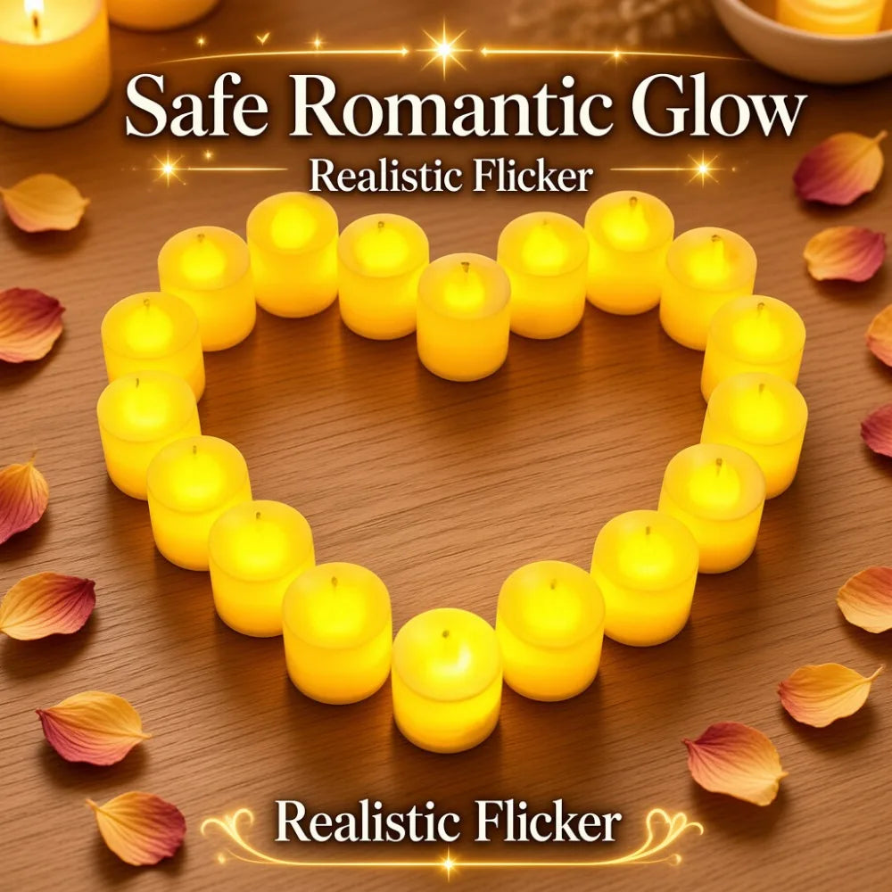 Fake LED Tea Light Flameless Candle, Battery Operated Lamp for Wedding Birthday Home Candlestick Ornament