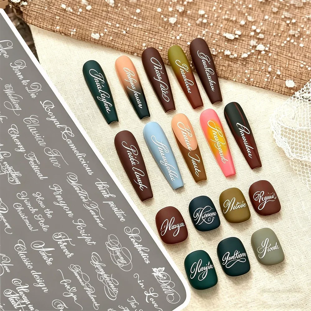 1Pc Gothic English Nail Stamping Plate Reusable Delicate Romantic Word Motif Script Nail Art Stamp Template Manicure Stencil Too