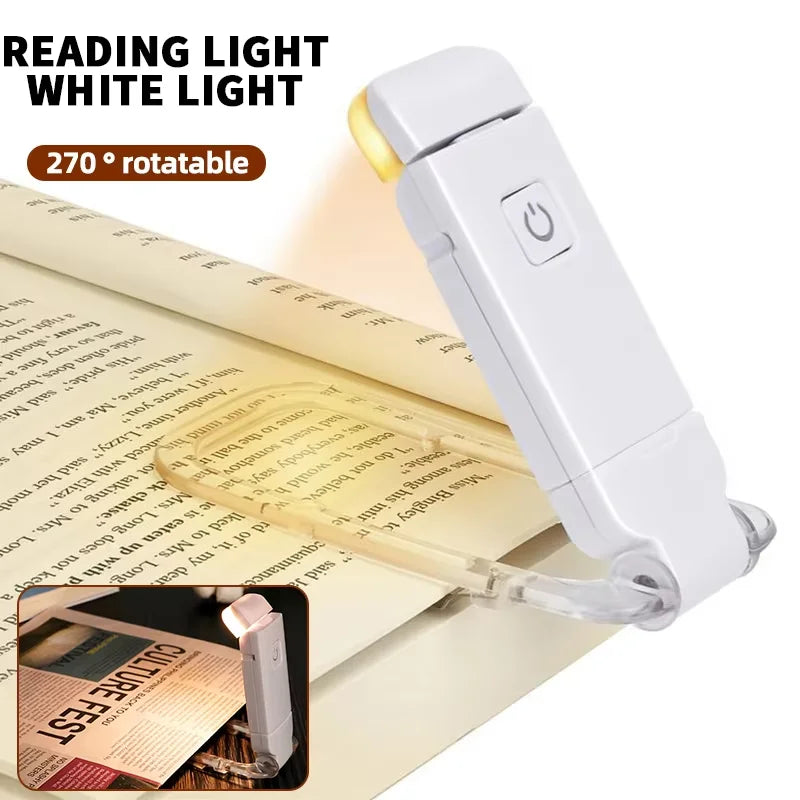Portable LED Book Reading Light Clip Bookmark Night Light USB Charging Warm Eye Care Light for Bedtime Reading Travel