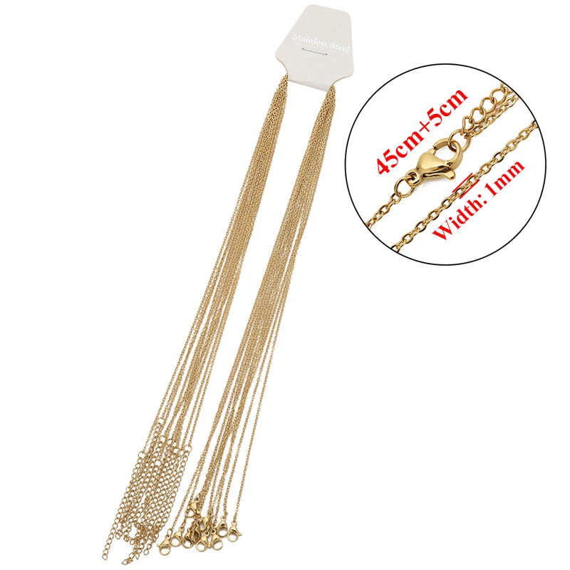 10pcs Stainless Steel Gold Color Cable Link Chains for DIY Women Necklace Jewelry Making Supplies Wholesale Chain In Bulk