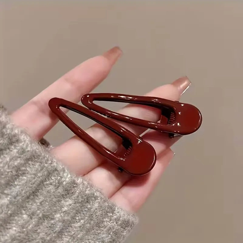 2Pcs Burgundy Hair Clips BB Clip Non-Slip Durable Rectangular Hair Claw Clips Elegant & Minimalist Hair Accessories for Braids