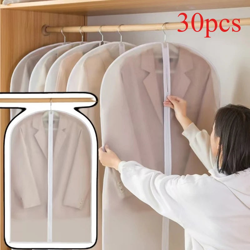 Clear Garment Bags for Hanging Clothes, Suit Bags for Closet Storage, Plastic Dustproof Suit Cover Bags, Clothes Bag with Zipper