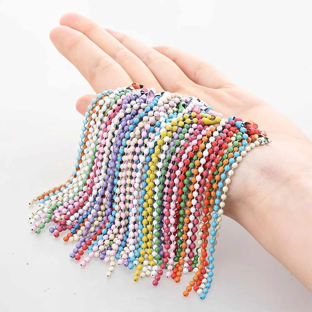 20pcs/Lot 10/12cm Iron Colorful Ball Bead Chain Fits Key Chain Dolls Label Hand Tag Connectors DIY Jewelry Making Supplies