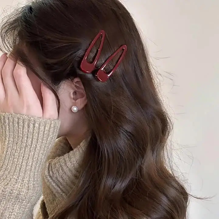 2pcs Set Burgundy Hair Clips - Non-Slip Durable Rectangular Hair Claw Clips, Elegant & Minimalist Hair Accessories for Braids
