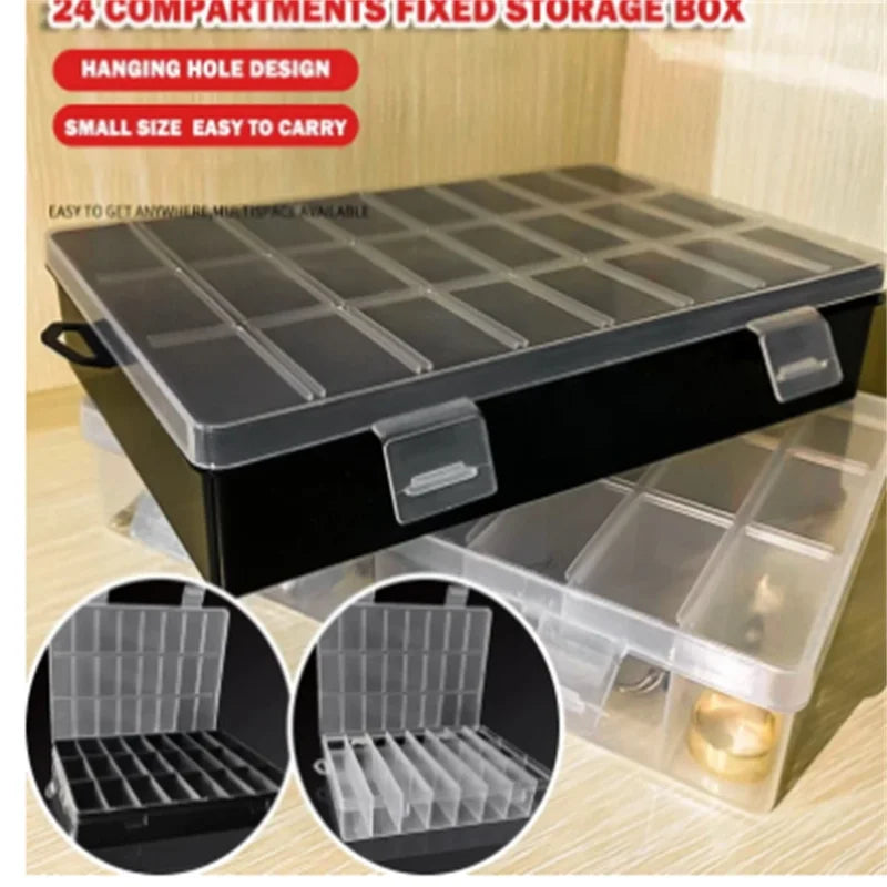 1pc 24 Grids Clear Plastic Storage Box Compartment Organizer For Jewelry Beads Craft Small Parts Home Storage Part