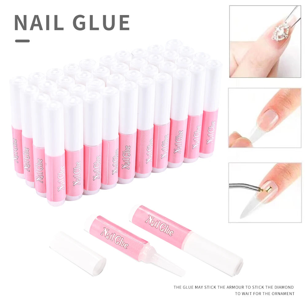 10/50/100Pcs Mini Nail Art GLue Set Net2g Strong Adhesive Gel for Acrylic Press On Nail Tips/Rhinestones Long Lasting Bond Glue