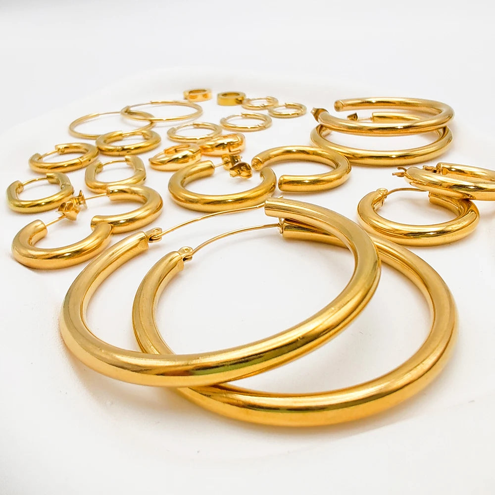 EMANCO Fashion Gold Size Circle Earrings Women's Jewelry Accessories Classic Stainless Steel Earrings Wholesale
