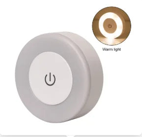 HOMEFISH LED Touch Sensor Night Light USB Rechargeable Magnetic Round Wall Lamp Portable for Bedroom Aisle Lighting
