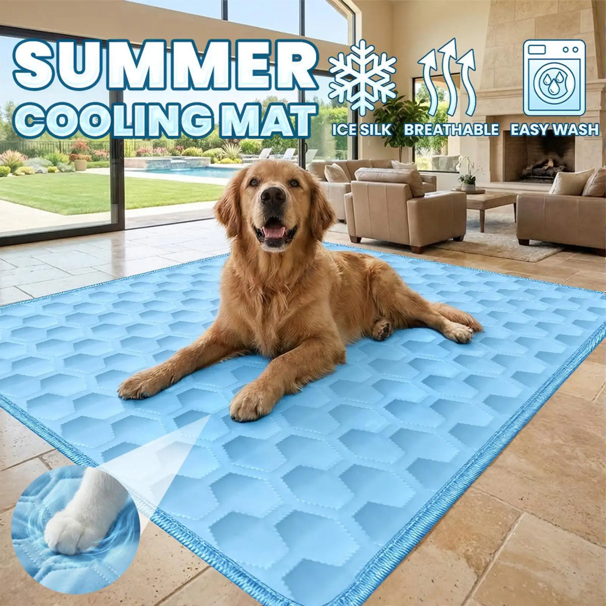 Cooling Pad for Dog Hot Summer Non-Slip Cushion Summer Dogs Cooling Pad for Small Medium Large Breeds Animals Resting Camping
