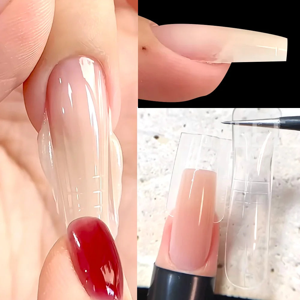 SWEET TREND-Sandwich Dual Nail Forms 15 Size 60pcs Oval Extension Dual Form Top/Bottom Nail Forms DIY Manicure Extensions Tool