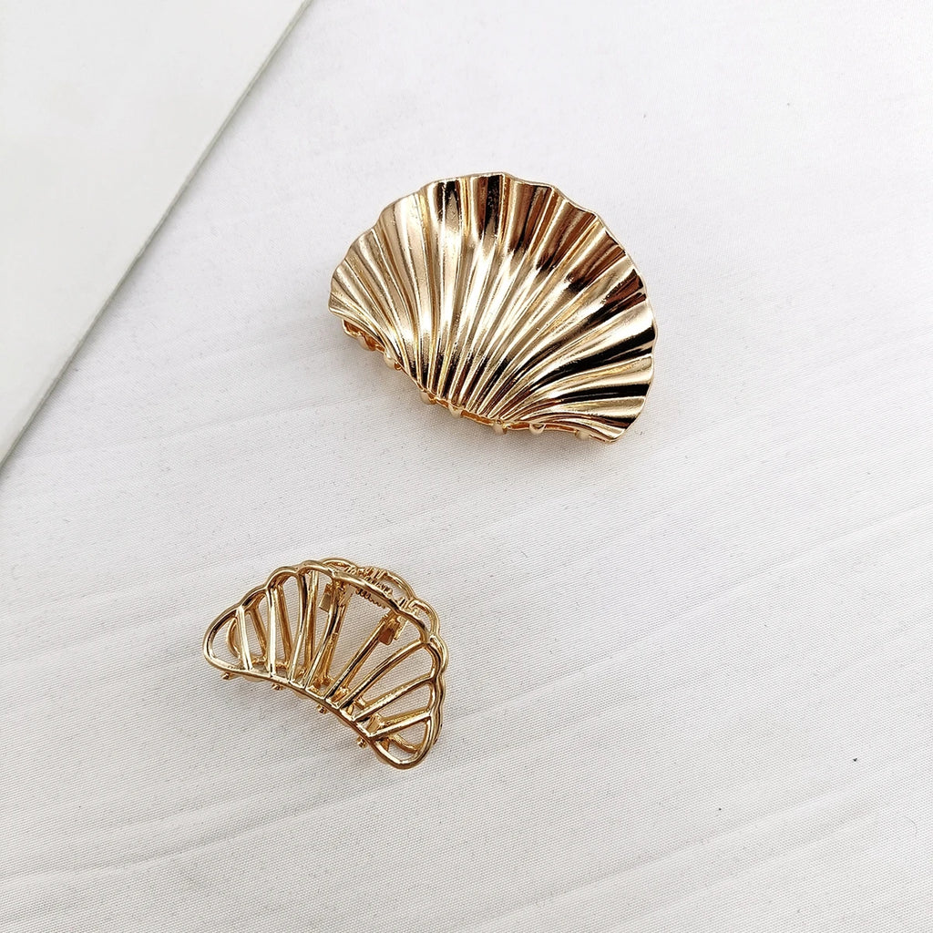 1/2 PCS Metal Irregular Texture Shell Shape Hair Claw Clips for Women Girls Hairclip Ponytail Hair Pins Fashion Hair Accessories