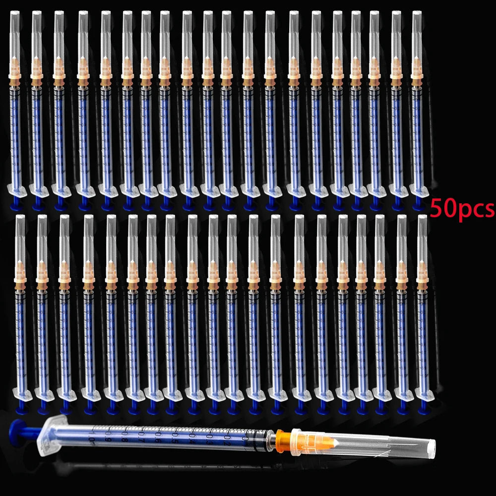1Ml/Cc Disposable Lab Syringe with 1" Needle, 50/100Pcs Individually Sealed Package