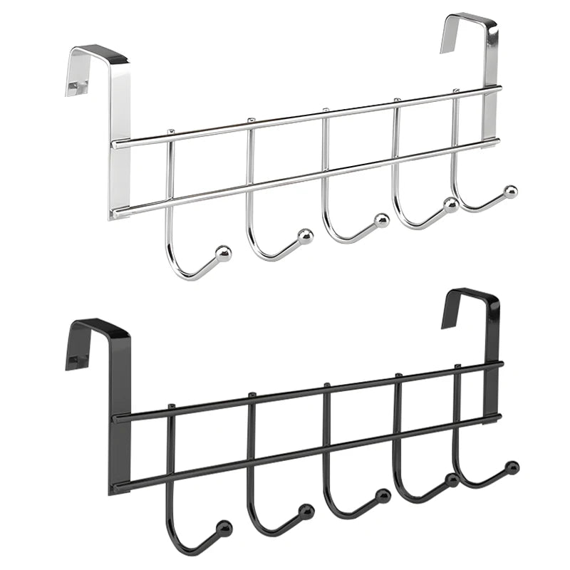 1/2pcs Stainless Steel 5-Hook Cabinet Hooks Rust-Resistant Storage Rack for Behind Doors Kitchens Cabinets and Bathrooms