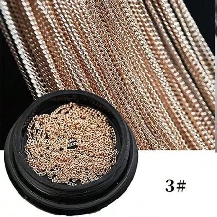 1M 1mm Metal Flat Chain Gold Silver Studs Nail Art Decorations Chains DIY Manicure Jewelry Accessory Nail Charms Gems Supplies