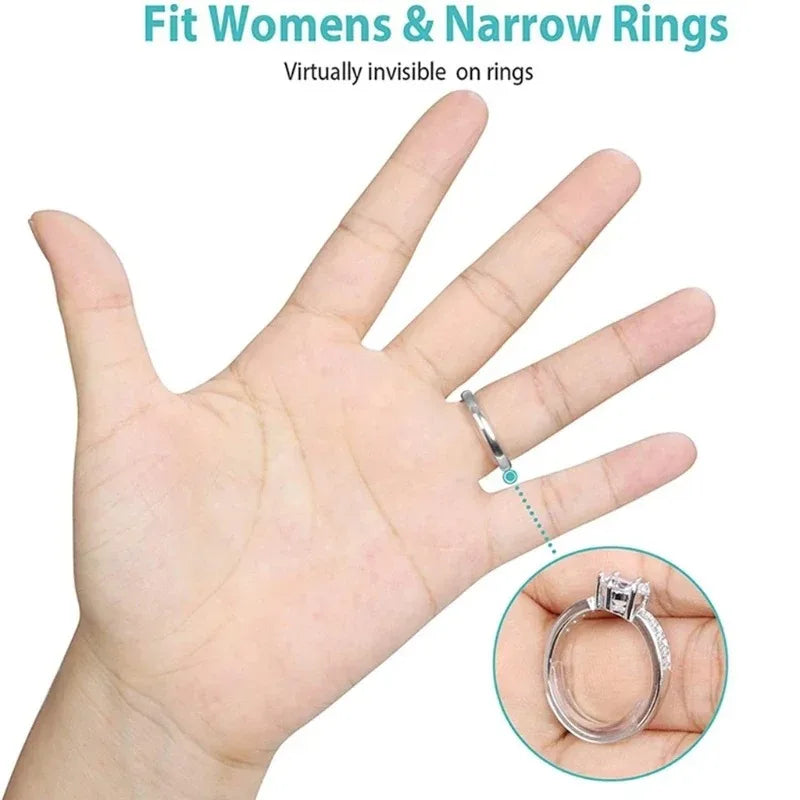 6/8/10/12 Sizes Silicone Invisible Clear Ring Sizer Anti-Loss Proof Invisible Ring Holder Retainer Shrinker for Large Rings