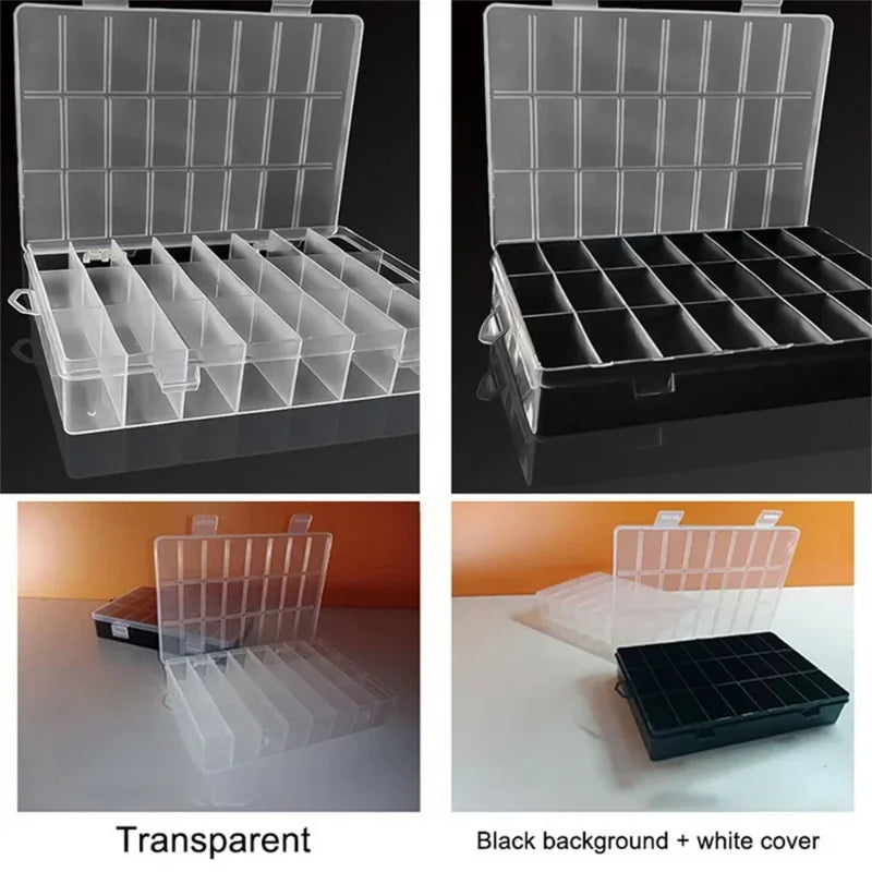 1pc 24 Grids Clear Plastic Storage Box Compartment Organizer For Jewelry Beads Craft Small Parts Home Storage Part