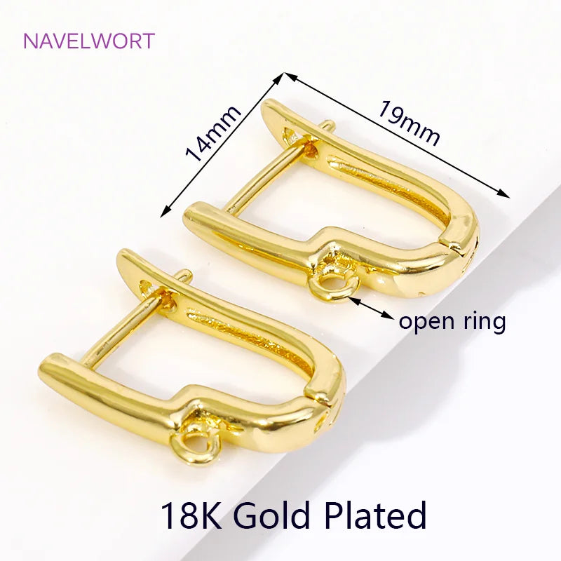 DIY Earring Making Accessories 18K Gold Plated Smooth Earring Hook Clasps Brass Metal Earwires Hooks,Jewelry Making Supplies