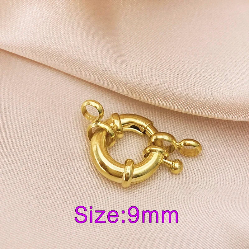 18K Real Gold Color Round Spring Clasps Hooks for Bracelet Clavicle Necklace Clasp Connectors DIY Jewelry Making Supplies