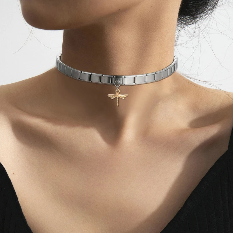 Y2K Romantic Heart Eyes Star Bow Knot Butterfly Zircon Charm Italian Links Fit 9mm Bracelet Stainless Steel Making DIY Jewelry