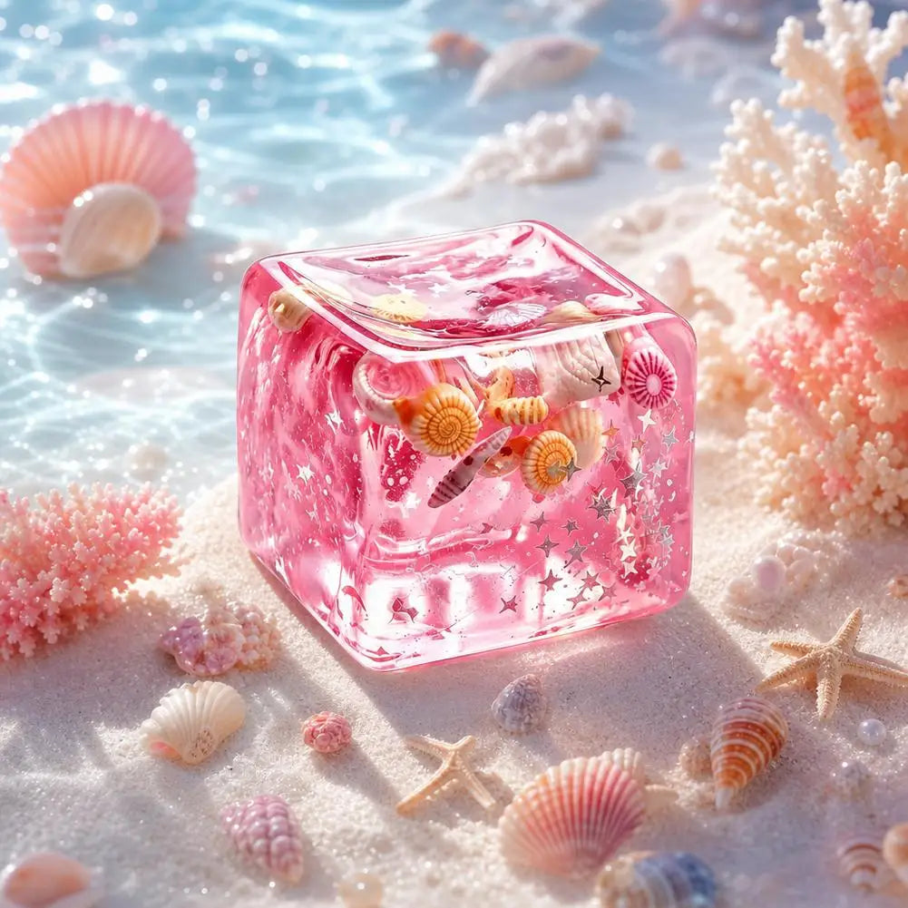 Ocean Shells Squishy Stress Balls Fidget Toy Super Soft Transparent Star Maltose Cubes Squeeze Fidget Toy Adult Stress Relief