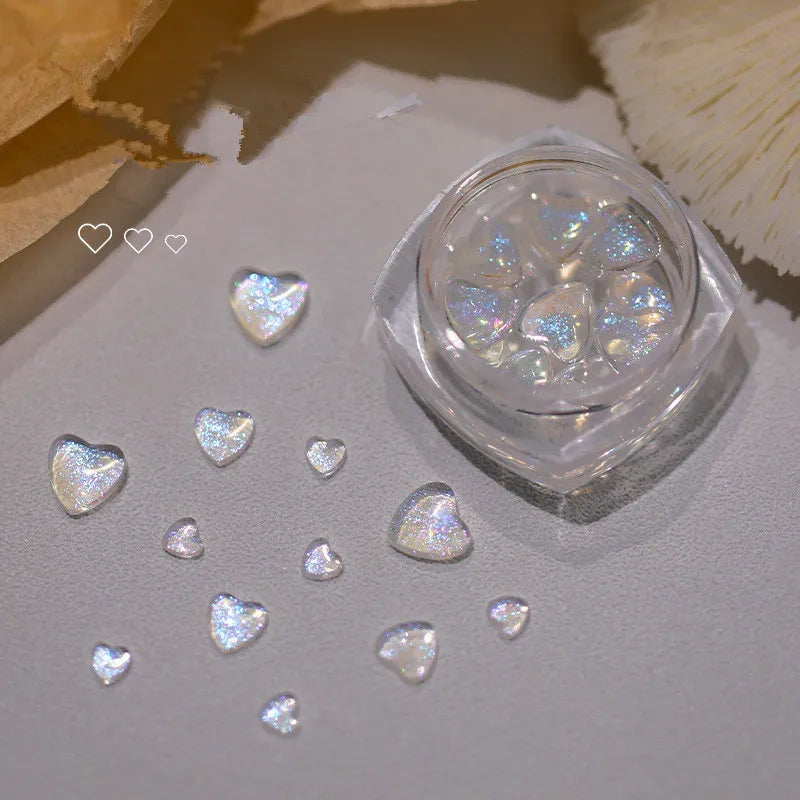 One Box 3D Kawaii Heart Nail Art Charms Resin Glitter Powder Nail Decorations Rhinestones Cartoon Love Jewelry Accessories DIY