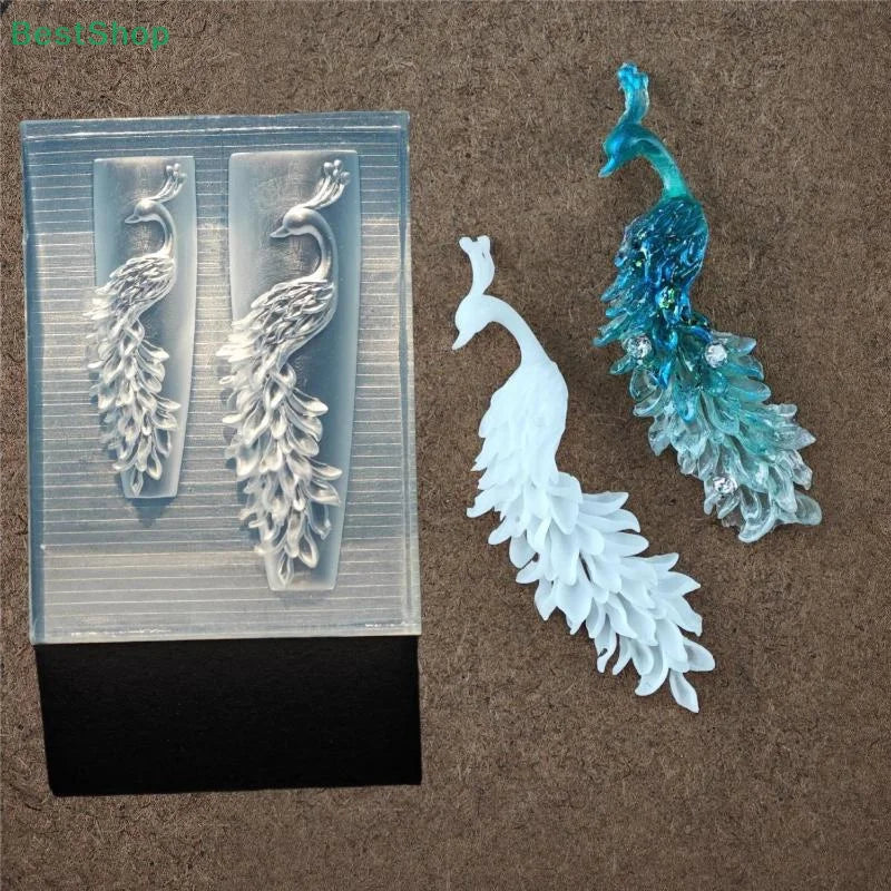 ♥♥♥3D Relief Silicone Nail Mold Peacock Design Pattern DIY Nail Art Decor Transparent Manicure Template