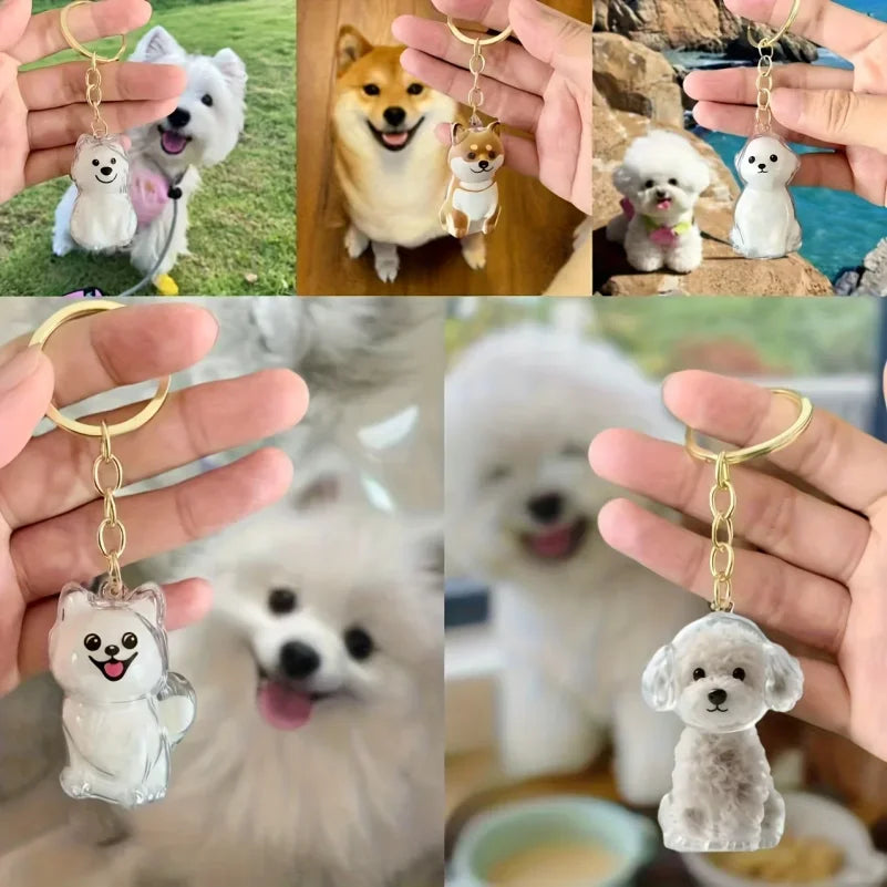 Transparent Dog Hair Storage Container Adorable Pet Keepsake Capsule Pendant With Key Ring for Pet Lovers DIY Memorial Keychain
