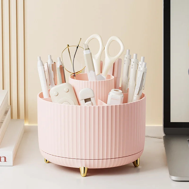 Makeup Desktop Storage Box 360 Rotating Cosmetic Organizer Large Capacity for Bathroom Portable Lipstick Makeup Brush Pen Holder