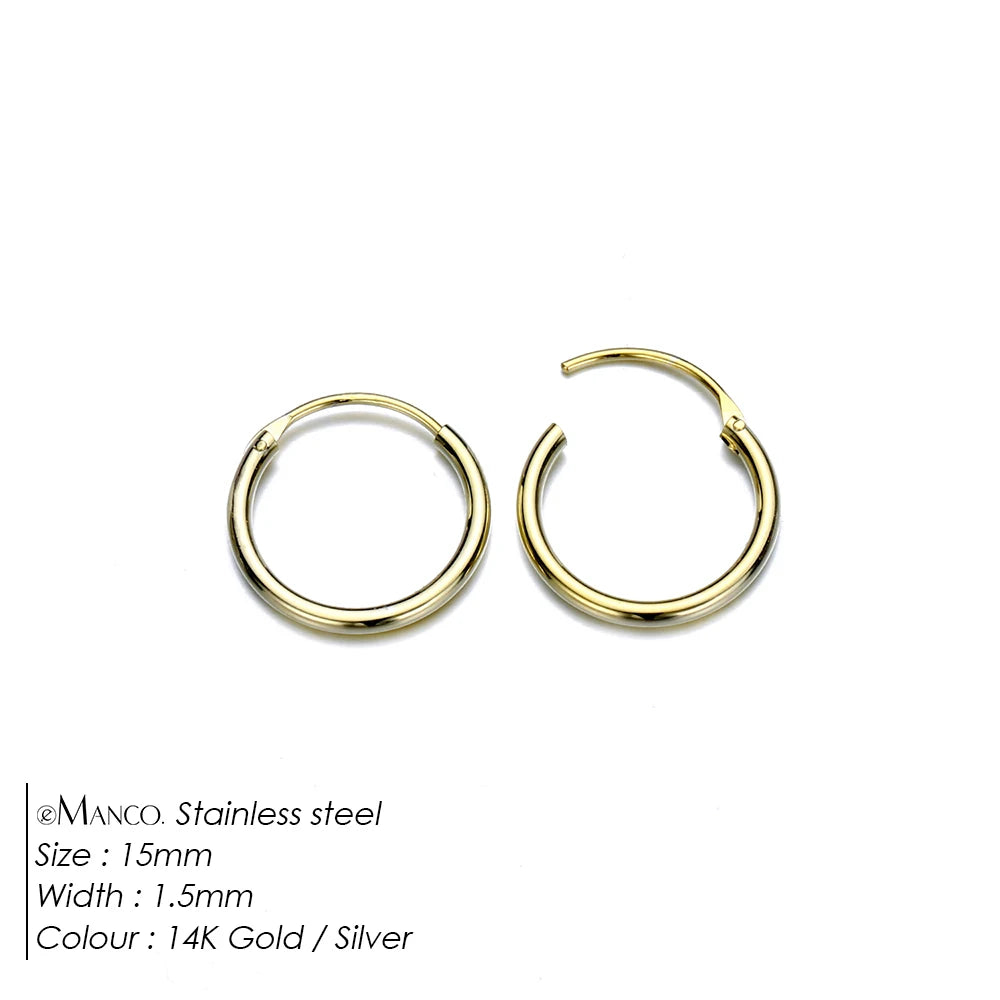 EMANCO Fashion Gold Size Circle Earrings Women's Jewelry Accessories Classic Stainless Steel Earrings Wholesale