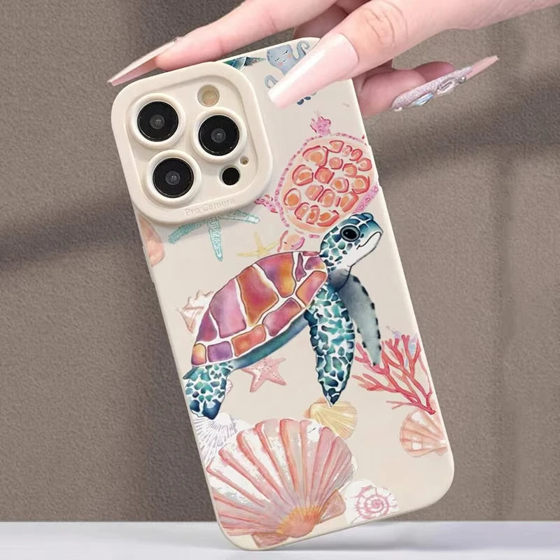 Colorful Painted Soft Silicone Phone Case For iPhone 11 12 13 14 15 16 Pro Max XS X XR 7 8 Plus 16E Shockproof TPU Cover