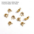 100pcs/lot Stainless Steel Gold Plated Connector Clasp Crimp End Beads For Bracelet Necklace Chains DIY Jewelry Making Supplies