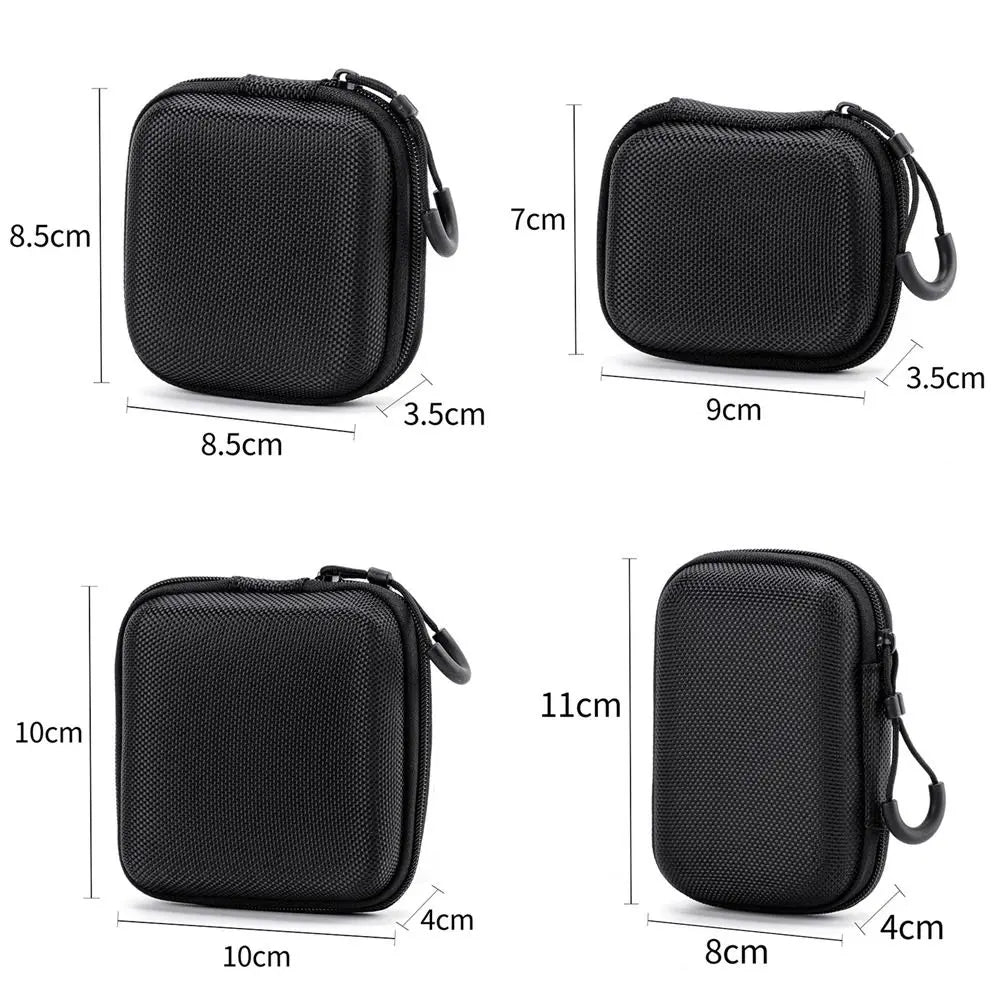 Durable Hard Shell EVA Storage Box Mini Black Pouch Carrying Bag Portable Zipper Earphone Case Charging Cable