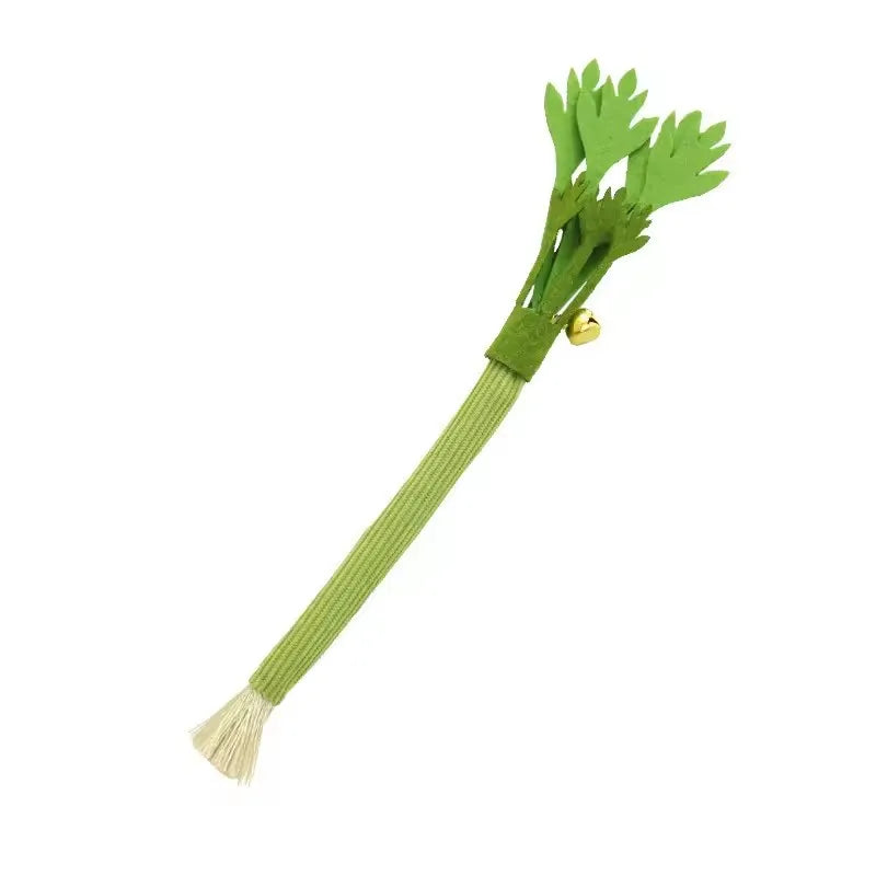 Simulation Celery Cat Chew Toys with Sound Bell, Cat Teeth Cleaning Toy Interactive Self Playing Catnip Molar Stick Pet Supplies