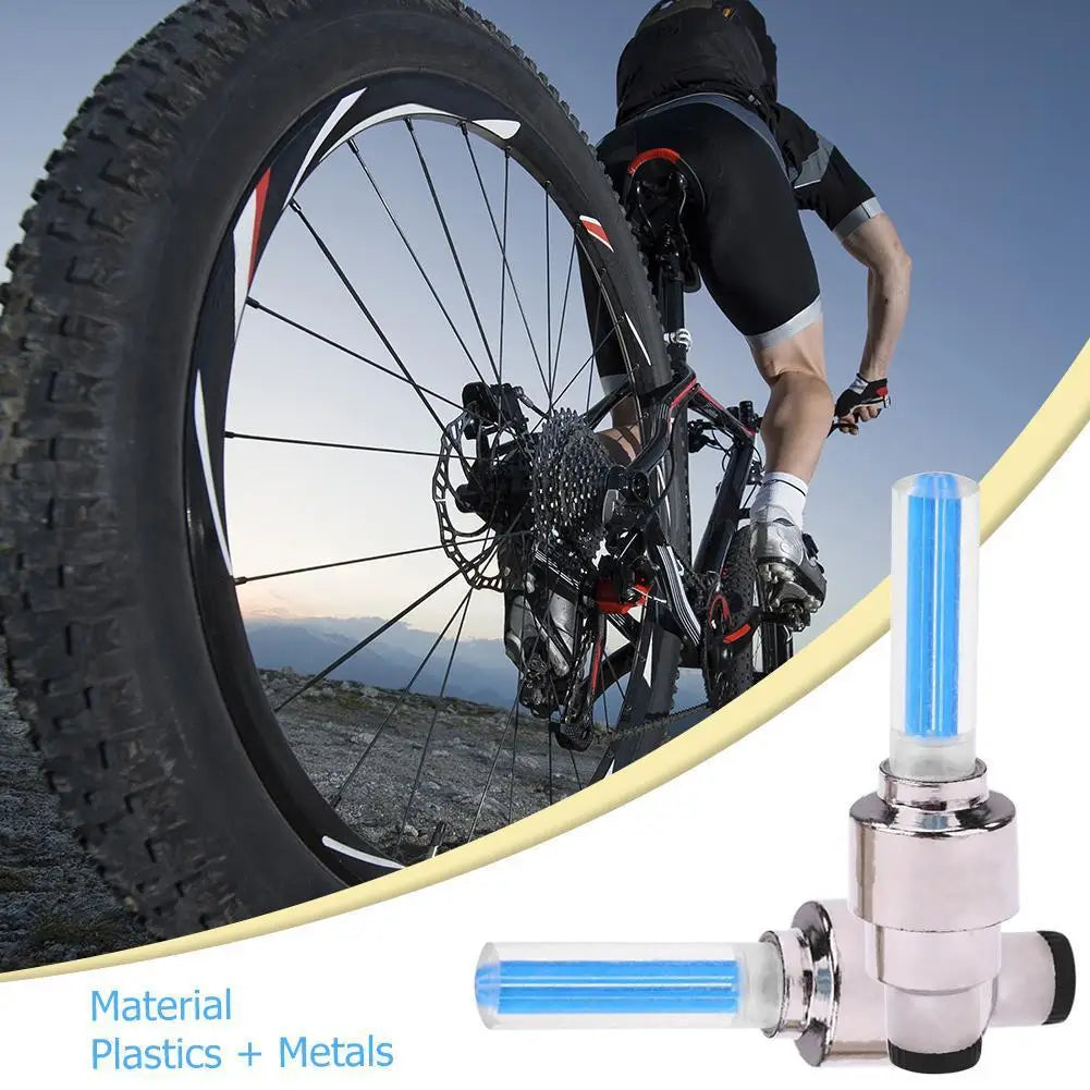 1Pair LED Bicycle Valve Light Neon Bicycle Spoke Light, Bicycle Tire Valve Light, Night Riding Warning Light Bicycle Accessories