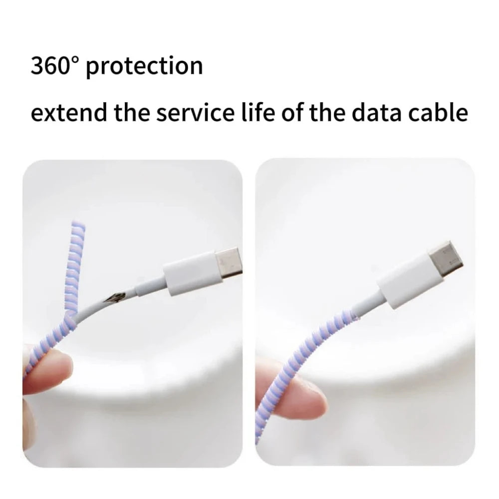 1.4M Laser USB Charging Data Line Cable Protector Wire Cord Protection Wrap Cable Winder Organizer For iPhone For Xiaomi