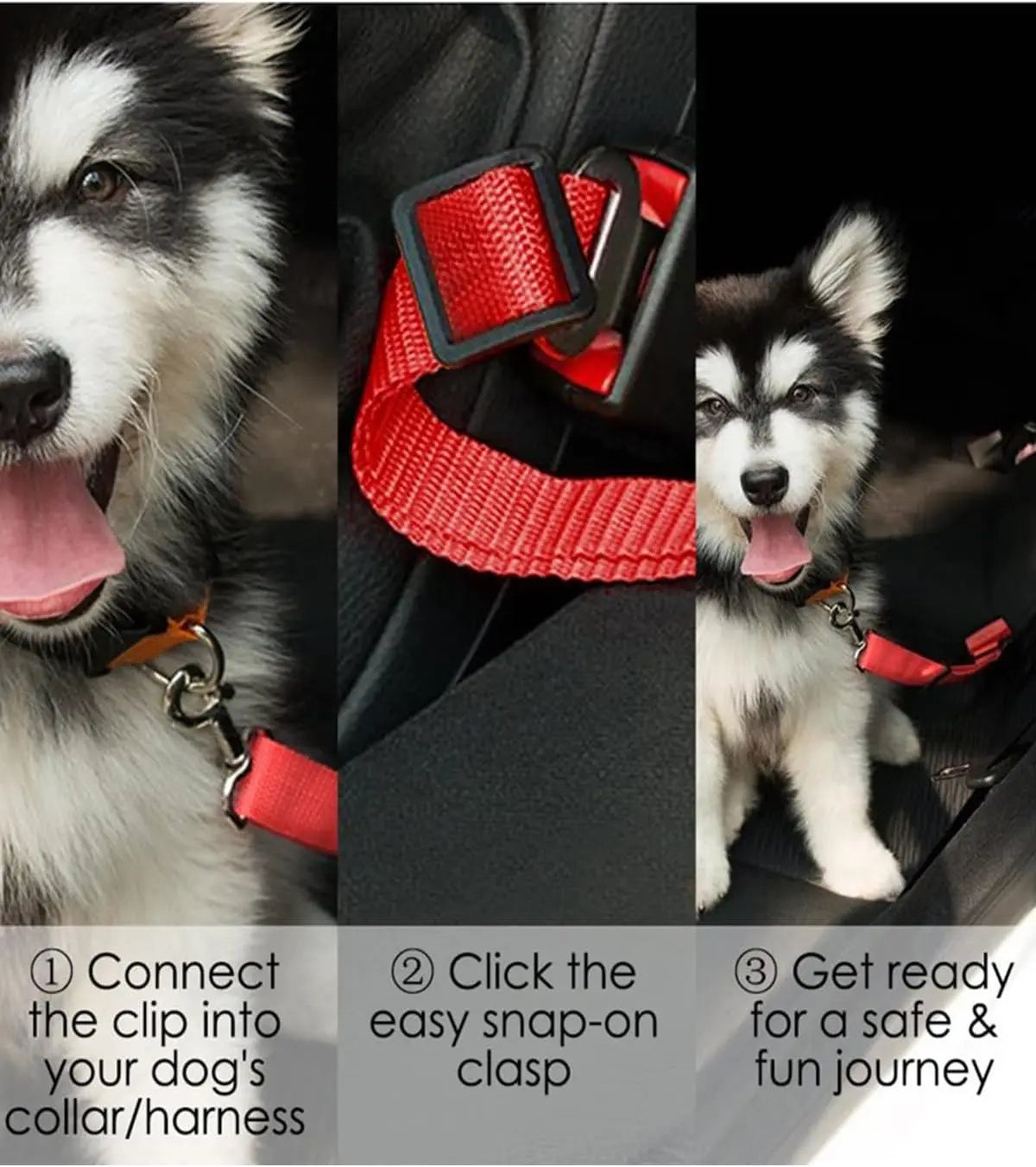 Car Pet Seat Belt, Adjustable Safety Rope, Rust Proof Hook and 360° Rotating Buckle, Used for Trucks and Station Wagons