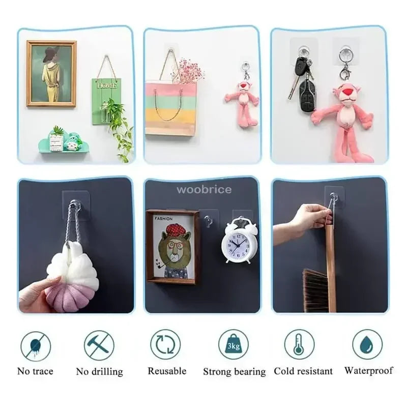 Hook Hanging Sticker Easy Wall Adhesive Wall Hooks Self-Adhesive Strong Adhesive Picture Frame Nails Transparent Seamless