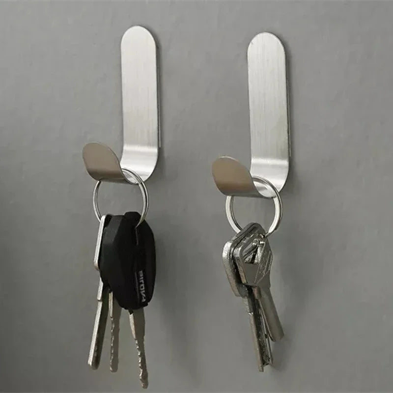 4/6/8PCS Strong Stainless Steel Self-Adhesive Wall Hooks Waterproof Sticky Hooks Bathroom Hang Towel Keys Coat Bags Kitchen Hook