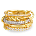 Gothic Multi-layer Metal Two-tone Stacking Rings for Women PVD Waterproof Stainless Steel CZ Zircon Finger Ring Designer Jewelry