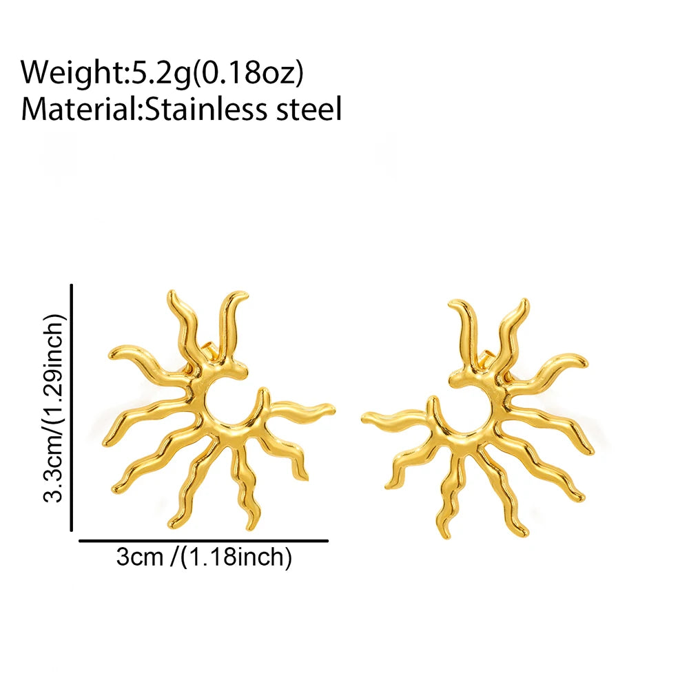 Stainless Steel Earrings Beautifully Unique and Individual Designs Blazing Sun Sculpted Earrings For Women Jewelry Daily Wear