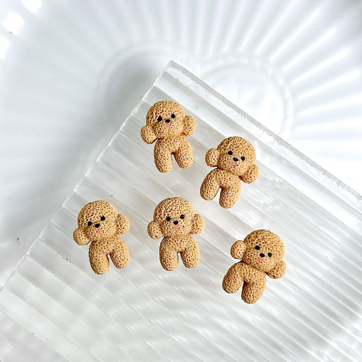 30PCS Cartoon Solid Color Bow Small Dog Nail Charms 3D Kawaii Creative Hole Puppy Nail Art Decorations for DIY Manicure Supplies