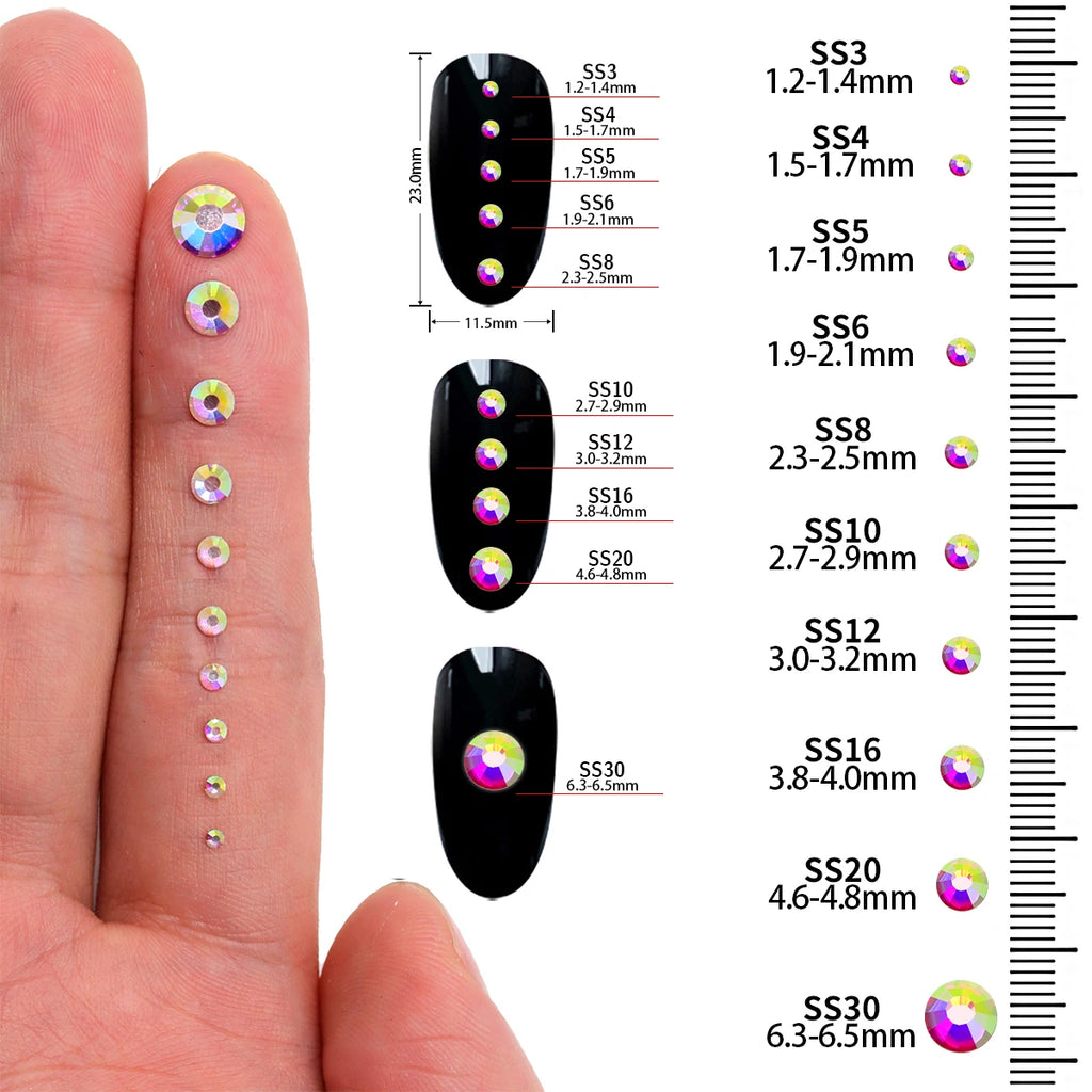 SS3-SS30 White Opal Rhinestone For Clothes Non-hotfix Wedding Accessories Sequin Applique Crystal Nail Rhinestones