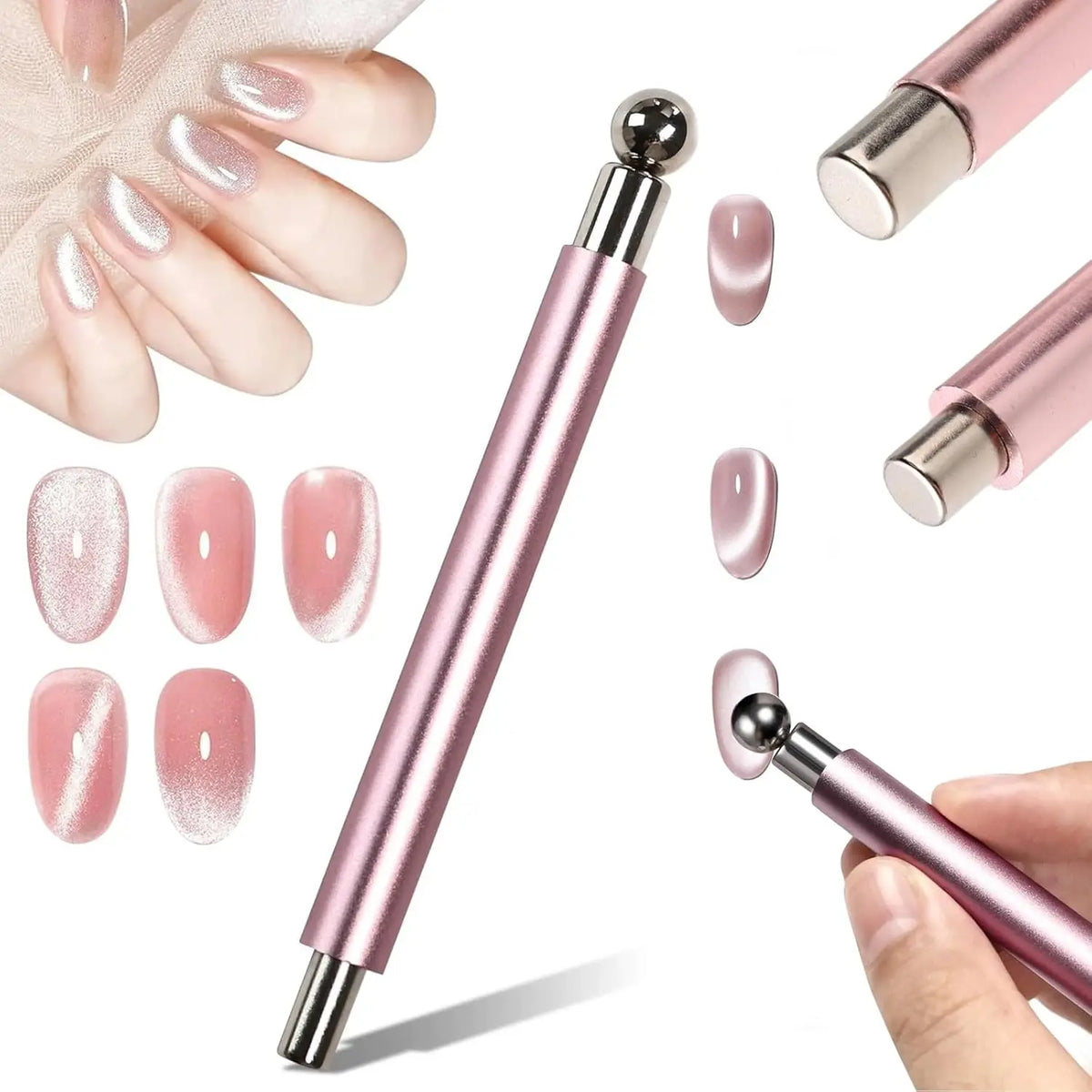 1/9Pcs Round Steel Magnetic Ball Double-Headed Thickened Cat-Eye Magnetic Stick Cylindrical French Magnet Pen Cat Eye Magnet Too