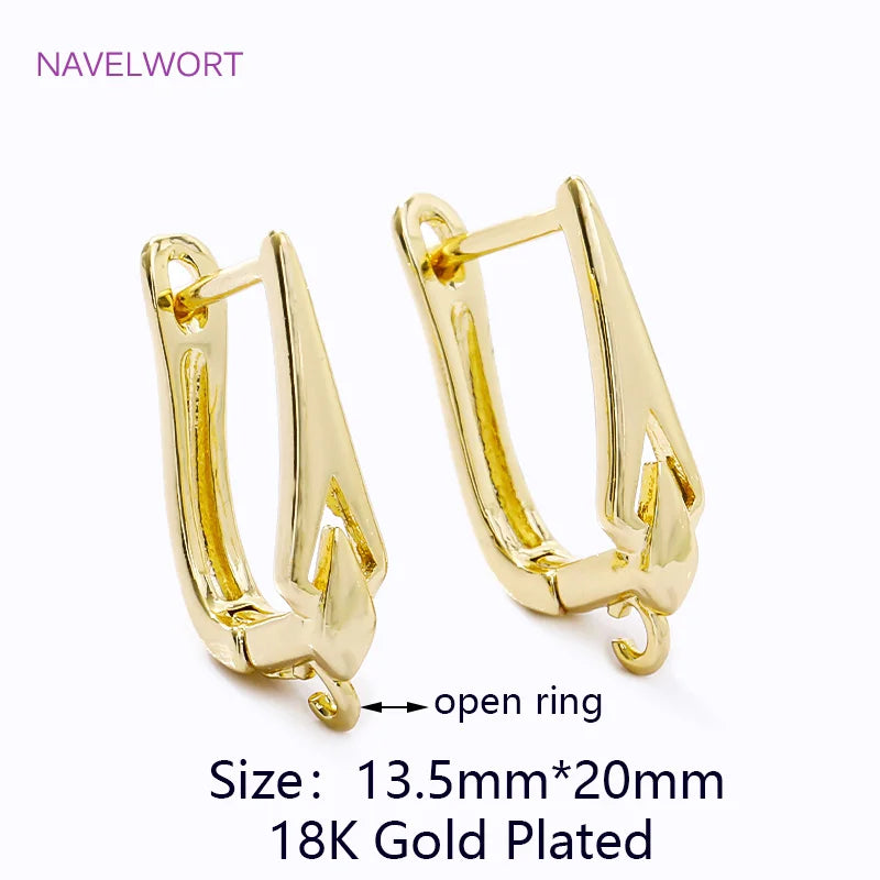 DIY Earring Making Accessories 18K Gold Plated Smooth Earring Hook Clasps Brass Metal Earwires Hooks,Jewelry Making Supplies