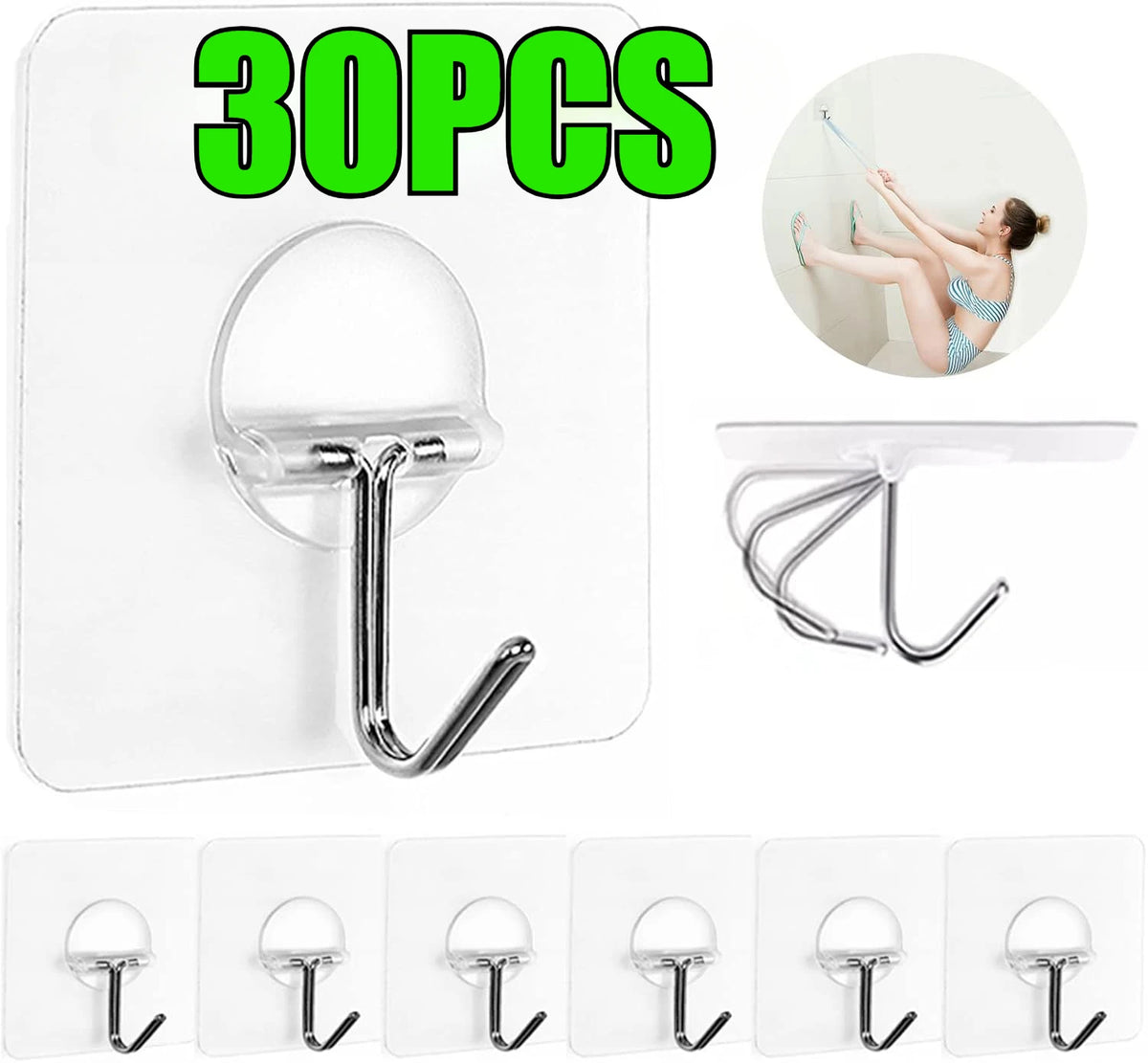 Adhesive Wall Hooks for Hanging Set of Hooks Door Kitchen Heavy Duty Seamless Self Adhesive Hooks Removable Waterproof Office