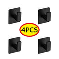 Black Self-Adhesive Wall Hooks Bathroom Towel Hook Living Room Door Back Keys Clothes Caps Hanger Robe Hook Storage Accessories
