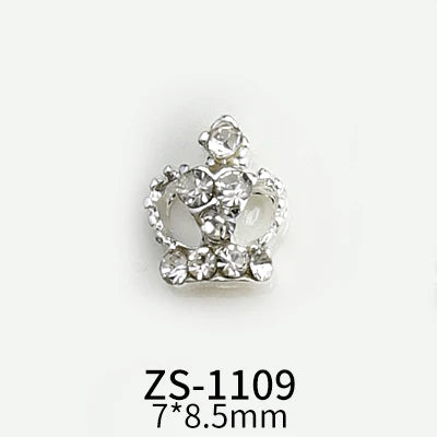 10pcs New Crown Alloy Zircon Nail Art Charms Silver Shinny Crystals Jewelry Hot Sale Nails Decoration 3D Manicure Accessories %2