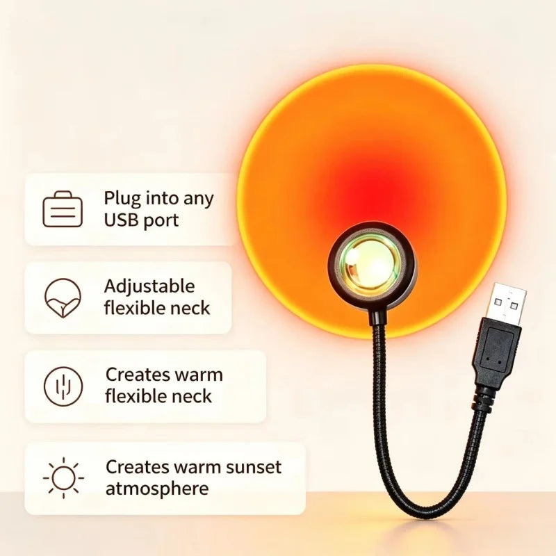 LED Sunset Lamp Nightlights USB Projector Birthday Party Decoration Mood Lights For Bedroom Living Room Wall Photography