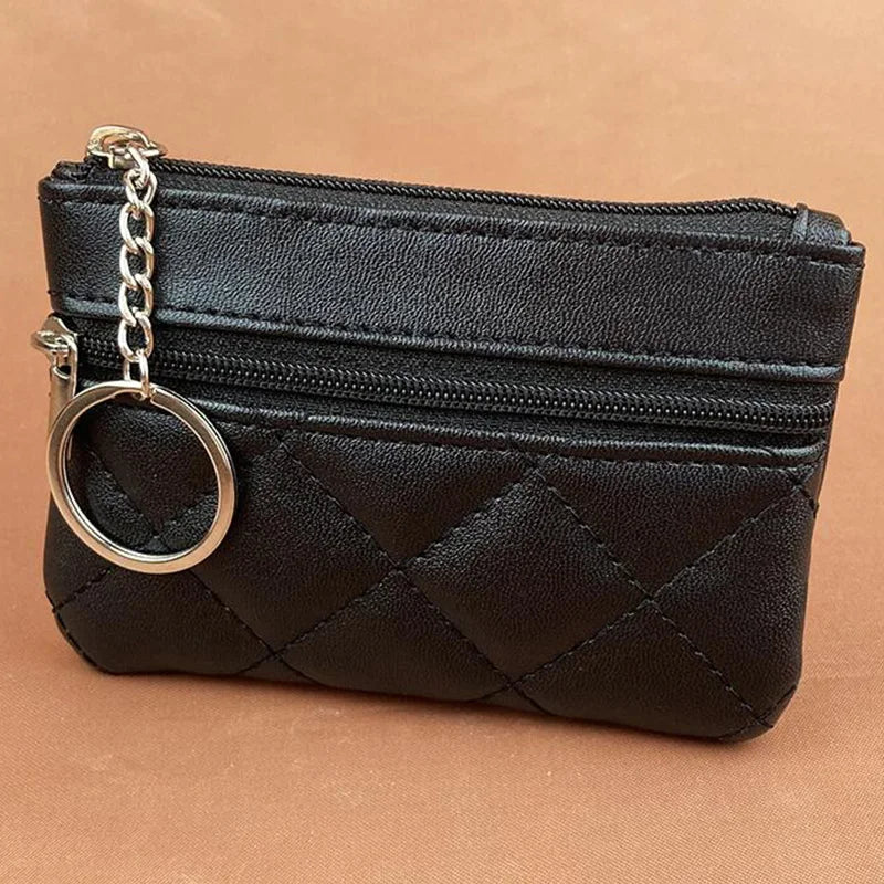 New PU Leather Coin Purse Women's Wallet Zipper Check Wallet Purse For Women Key Holder Clutch Bags With Keychain Card Wallet